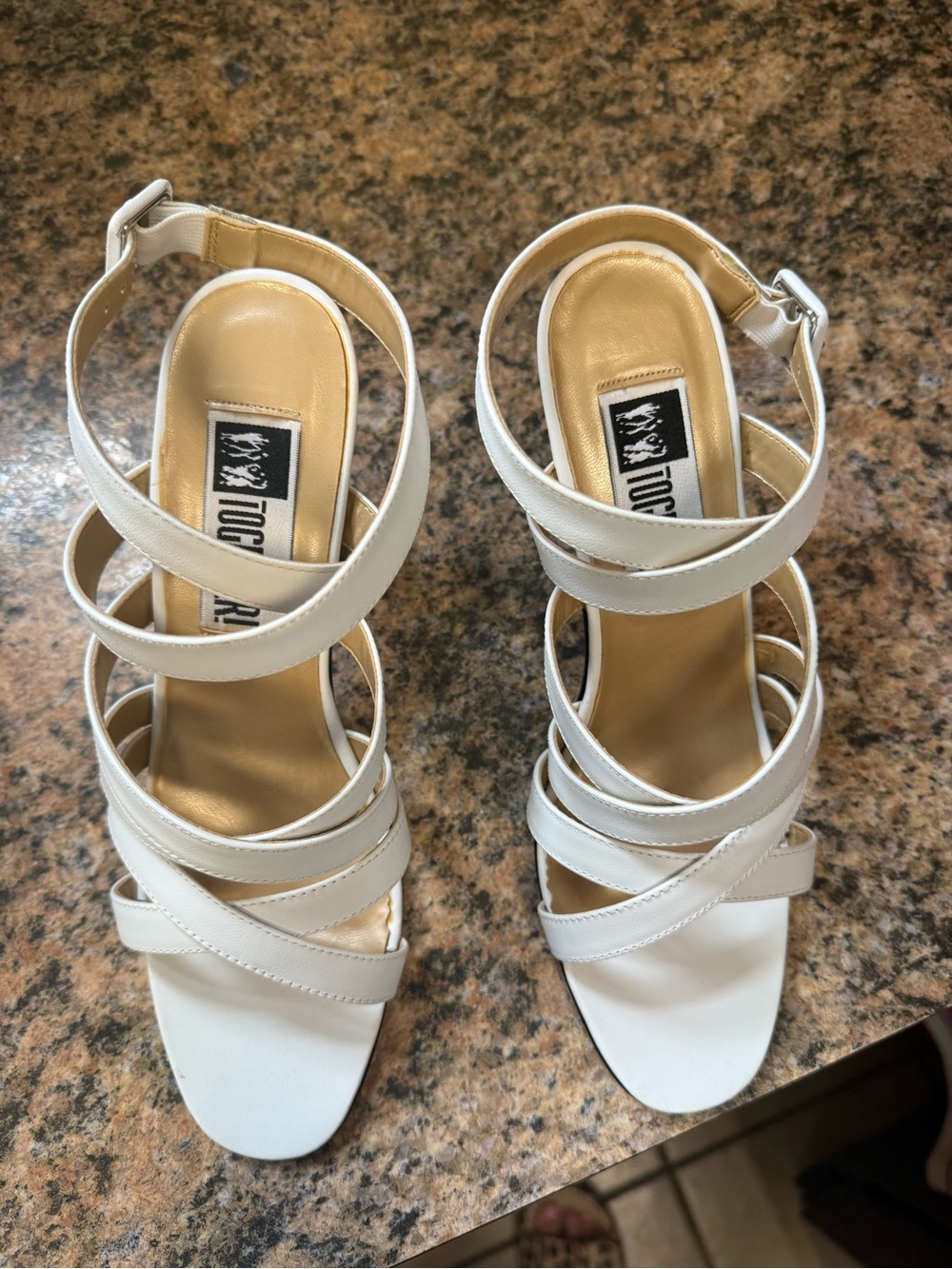 Together White Strappy High-Heel Sandals